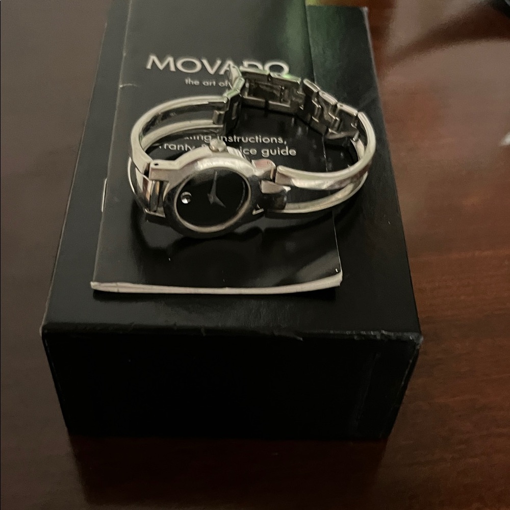 Movado Silver and Black Bracelet Watch